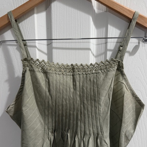 Olive Green Sleeveless Babydoll tie back top Y2K style - Picture 2 of 4